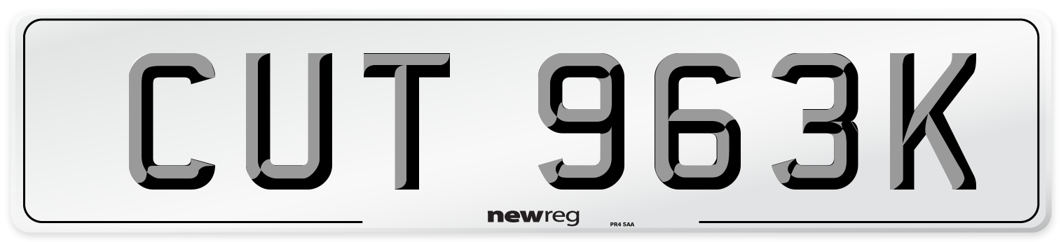 CUT 963K Number Plate from New Reg